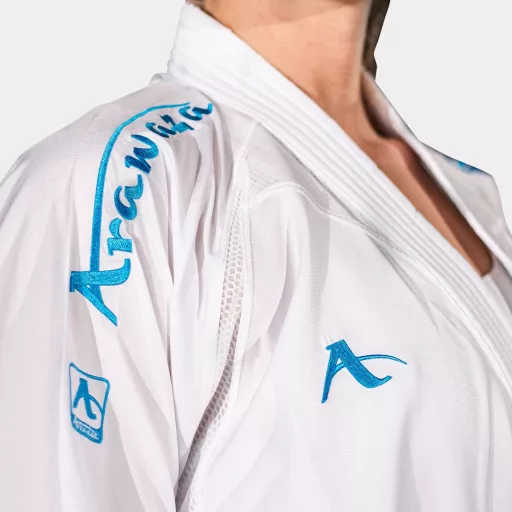 Arawaza Onyx Oxygen PREMIERE LEAGUE WKF kumite karate ruha 180 cm, kék hímzéssel