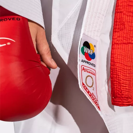 Arawaza Onyx Oxygen PREMIERE LEAGUE WKF kumite karate ruha 165 cm, piros hímzéssel
