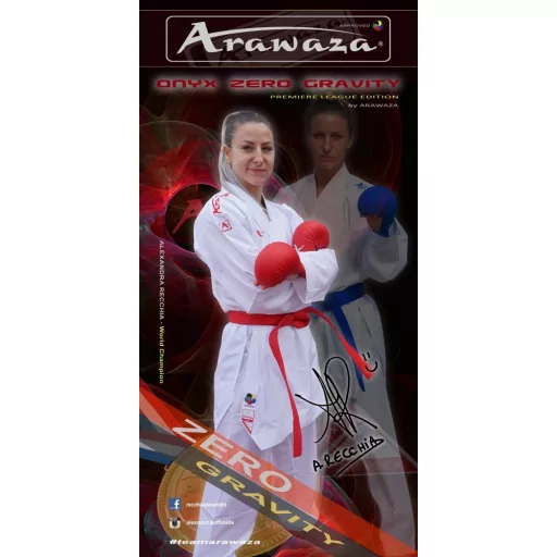 Arawaza Onyx Zero Gravity PREMIERE LEAGUE WKF kumite karate ruha 180 cm, piros hímzéssel
