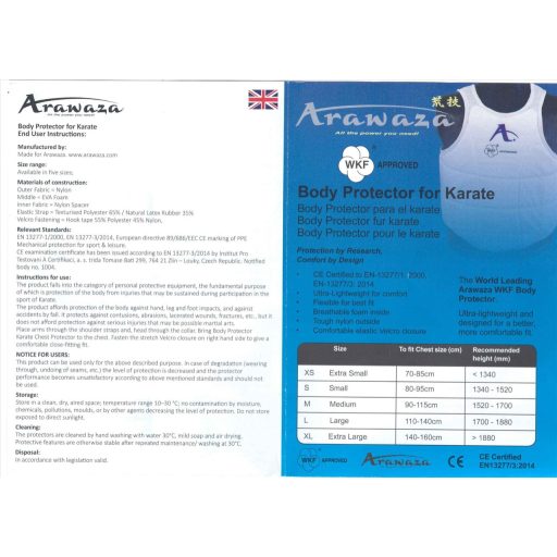 Arawaza Body Protector WKF Fehér "XS"